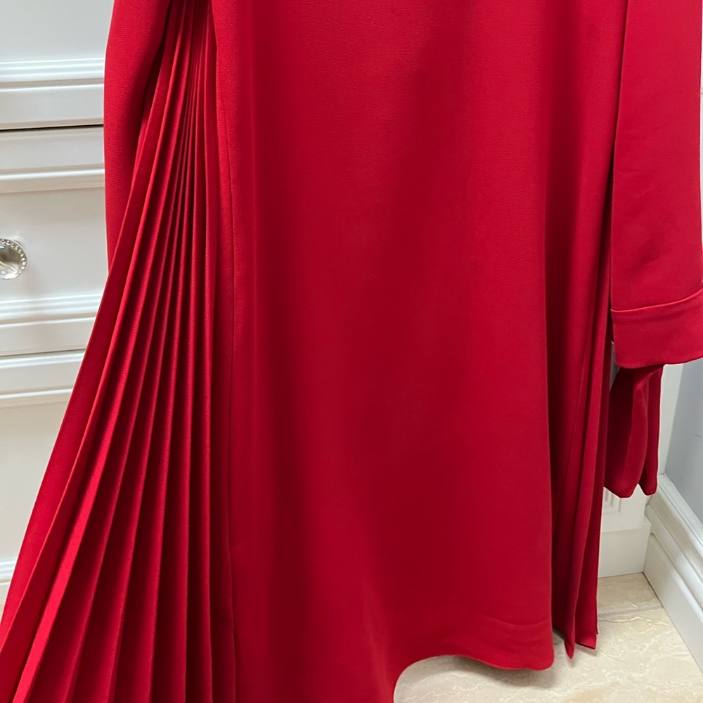Carolina Herrera Red Dress with Pleated Sides, Size S, Worn Only 3X.